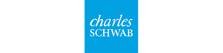 Charles schwab logo on a blue background.